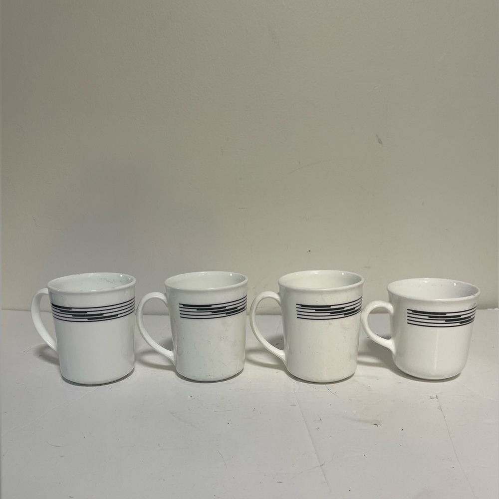 Corelle Corning Optic Pattern Coffee Mugs – Set of 4, Vintage